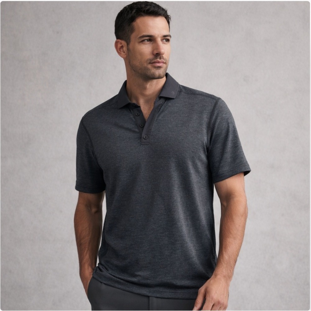 Lululemon‎ Mens Short Sleeve Polo Shirt Heathered Gray Athletic Fit Golf Top